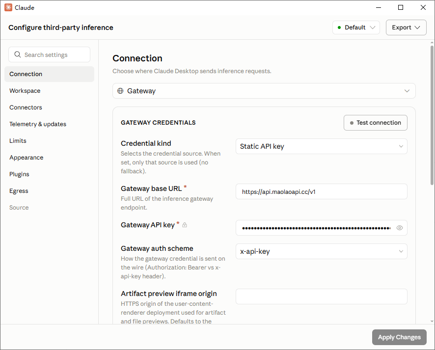 Claude Desktop Configure third-party inference 真实配置截图