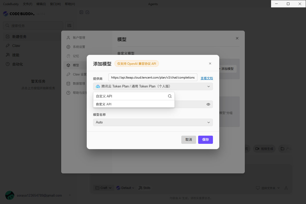 CodeBuddy 搜索自定义 API 真实截图